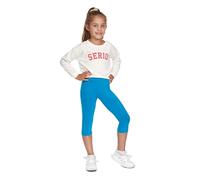 SOFTSAIL Leggings Filles Collants 3/4 Shorts Capri en Coton Sport Danse Gymnastique Respirants Confortables Extensibles Turquoise 13 Ans