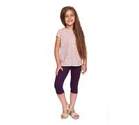 SOFTSAIL Leggings Filles Collants 3/4 Shorts Capri en Coton Sport Danse Gymnastique Respirants Confortables Extensibles Prune 6 Ans