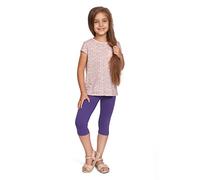 SOFTSAIL Leggings Filles Collants 3/4 Shorts Capri en Coton Sport Danse Gymnastique Respirants Confortables Extensibles Violet 11 Ans