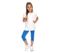 SOFTSAIL Leggings Filles Collants 3/4 Shorts Capri en Coton Sport Danse Gymnastique Respirants Confortables Extensibles Bleu 9 Ans