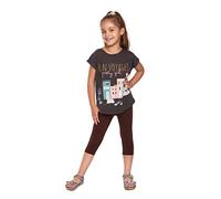 SOFTSAIL Leggings Filles Collants 3/4 Shorts Capri en Coton Sport Danse Gymnastique Respirants Confortables Extensibles Marron 4 Ans