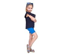 SOFTSAIL Leggings Filles Collants De Cyclisme Courte Danse Sportive en Coton Respirant Confortable Extensible Bleu Royal 9-10 Ans