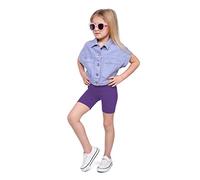 SOFTSAIL Leggings Filles Collants De Cyclisme Courte Danse Sportive en Coton Respirant Confortable Extensible Violet 10-11 Ans