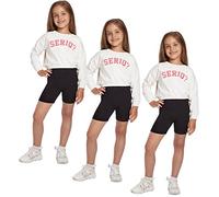 SOFTSAIL Leggings Filles Collants De Cyclisme Ensemble De 3 Pièces Courte Danse Sportive en Coton Respirant Confortable Extensible Noir 10-11 Ans