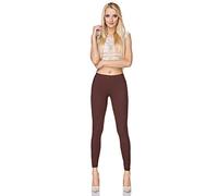 SOFTSAIL Leggings Longs pour Femmes en Coton Pantalon de Jogging Leggings de Sport Taille Moyenne Extensibles et Doux de Grande Taille, Marron 4XL