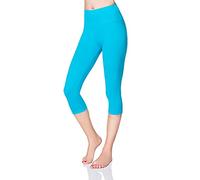 SOFTSAIL Leggings Longs pour Femmes en Coton Sport Taille Haute Leggings en Coton pour Femmes Loisirs Détente Pantalons Confortables pour Femmes pour l'Été, Turquoise 40