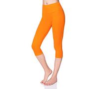 SOFTSAIL Leggings Longs pour Femmes en Coton Sport Taille Haute Leggings en Coton pour Femmes Loisirs Détente Pantalons Confortables pour Femmes pour l'Été, Orange 38