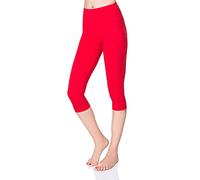 SOFTSAIL Leggings Longs pour Femmes en Coton Sport Taille Haute Leggings en Coton pour Femmes Loisirs Détente Pantalons Confortables pour Femmes pour l'Été, Rouge 50