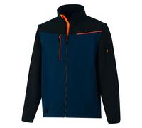 Softshell 2 en 1 Soccia, veste coupe-vent manches amovibles, bleu marine - taille M