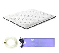 Softside Matelas à eau en PVC de 10,2 cm d'épaisseur avec chauffage, tube d'eau et pompe à air électrique, matelas de lit à eau protable et pliable, design ergonomique, facile à utiliser, sans