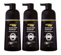 Softto+ Plus Black Hair Shampooing couvrant les cheveux blancs et gris en 10 minutes, pas de taches, gants inclus, pour homme et femme, 3 x 350 ml contenu/noir
