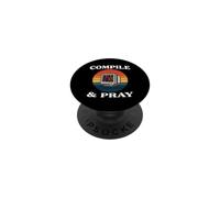 Software Developer Compile & Pray Retro Coder PopSockets PopGrip Adhésif