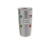 Software Engineer Introvert Code Cats Silence Gobelet isotherme en acier inoxydable double paroi