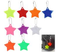 sofun 36 PCS Réflecteurs Pendentifs pour Enfants - 10 Couleurs, 4 Pièces Chacune, Réflecteur de Sécurité en Forme d'Étoile pour Cartables, Pendentif Réfléchissant pour Sac à Dos & Vélos