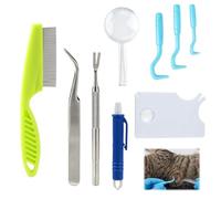 sofun Kit Retire-tiques 9 pièces pour Chiens et Chats | 9 outils pour retirer les tiques chez chiens et chats: crochets, carte, loupe, peigne, pince et leviers.
