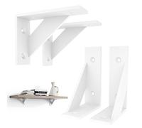 SOGAL Lot de 4 supports d'étagère en métal blanc - 7,6 x 10,2 cm - Supports d'angle pour étagères flottantes robustes