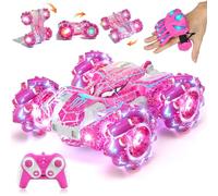 SOGAWEBB Spider Voiture Télécommandée avec Détection de Gestes, Jouet Enfant Idéal pour 4 5 6 7 8 9 10 11 12 Ans, Voiture RC Double Face avec Éclairage Complet (Rose)