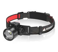 Sogdeco Lampe frontale rechargeable 3000LM Lampe frontale led ultra puissante, 20Hrs Lampe led rechargeable, 5 Modes de Lumière avec Sensor Control, Waterproof, rouge, Lampe camping rechargeable USB