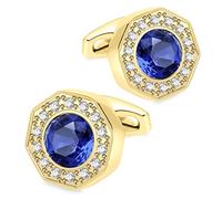 Sogee Boutons de manchette en cristal pour homme Bleu/vert/rose/violet/rouge/blanc/coloré plaqué or véritable Boutons de manchette élégants pour fête de mariage Cadeau unique, 0.67 IN, Laiton, Cristal