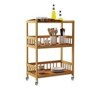soges Bamboo Chariot de Service Kitchen Serving Storage Trolley Support Étagère de Cuisine sur Roues pour Salle de Bain 53 x 30,5 x 80 cm