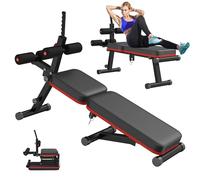 soges Banc de musculation pliable pour abdominaux et entraînement complet du corps, banc incliné/négatif réglable avec 3 niveaux et poignée Reverse Crunch