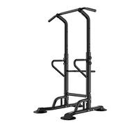 soges Barre de Traction Ajustable Station de Traction à Hauteur Réglable Power Tower Chaise Romaine d'Entraînement Physique à Domicile Dip Station D'Entraînement de Musculation Fitness, Métal, Noir