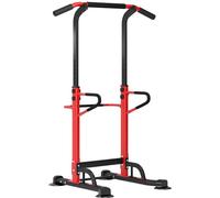 soges Barre de Traction Ajustable Station de Traction à Hauteur Réglable Power Tower Chaise Romaine d'Entraînement Physique à Domicile Dip Station D'Entraînement de Musculation Fitness, Rouge