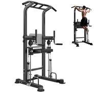soges Barre de Traction Réglable en Hauteur, Power Tower Dip Station, Station de Musculation, Équipement d'Entraînement de Force à Domicile, Capacité de poids de 150 kg