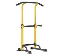 soges Barre de Traction Réglable sur Pied Chaise Romaine Ajustable pour Entraînement à Domicile Workout Dip Station Fitness Power Tower Physique Entraînement de Musculation Jaune