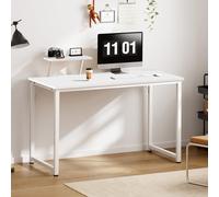 soges Bureau d'ordinateur Table Informatique avec Étagère de Rangement 100x50cm Postes de Travail Meuble de Bureau pour Ordinateur pour Salle à Manger, Salon, Cuisine, Blanc