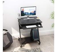 soges Bureau Informatique avec roulettes Bureau Mobile Table Roulant Table d’Ordinateur avec Support Clavier Coulissant Stable pour Maison et Bureau