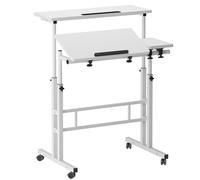 soges Bureau Ordinateur Mobile,Postes de Travail Informatiques, Bureau Régalable Table Assise et Debout avec roulettes, 80 x 60 cm