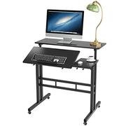 soges Bureau Ordinateur Mobile,Postes de Travail Informatiques, Bureau Régalable Table Assise et Debout avec roulettes, 80 x 60 cm