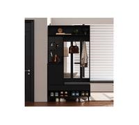 Soges Ensemble de garde-robe,armoire murale avec banc à chaussures,4 patères,deux tiroirs et 1 porte,100 x 35x 180 cm,Noir