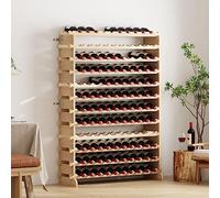 soges Étagère à Bouteilles Casier à vin Bouteilles en Bois Non Traité avec 12 étages pour 120 Bouteilles, 110 x 35 x 140cm