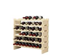 soges Étagère à Bouteilles Casier à vin Bouteilles en Bois Non traité avec 6 étages pour 48 Bouteilles,Taille 90 * 30 * 81CM