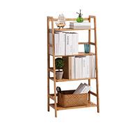 soges Étagère en Bambou Étagère de Rangement à 4 Niveaux Étagère Présentoir de Plantes Étagère Échelle de Rangement Organisateur pour Bureau à Domicile, Cuisine, Jardin, Couloir, Porche