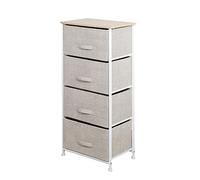 soges Meuble de Rangement Commode à 4 Tiroirs en Métal et Tissu Table de Nuit Table de Chevet pour Chambre à Coucher, Salon, Couloir ou Éntrée