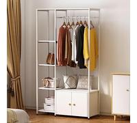soges Portant à Vêtements Penderie Garde-robes Porte-manteau en Métal avec Étagères de Rangement Armoire et Barre de Suspension 100 x 40 x 180 cm