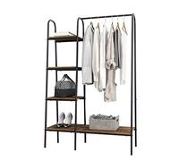 soges Portant à Vêtements Penderie Garde-robes Porte-manteau en Métal avec Étagères de Rangement et Barre de Suspension Noir