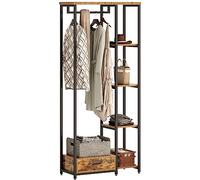 soges Portant à Vêtements Penderie Garde-robes Porte-manteau en Métal avec Étagères de Rangement Tiroir et Barre de Suspension 80 x 34 x 180 cm