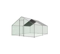 Soges Poulailler en plein air 3x4x2m avec serrure de sécurité et toile PE imperméable, enclos métallique en plein air