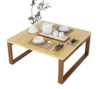 soges Table Basse Pliante Table de Thé Pliable Table à Café en Bambou à la Japonaise pour Fenêtre, Tatami, Extérieur, Lit, 70cm x 70cm