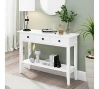 soges Table Console Table de Canapé Table Appoint avec 3 Tiroirs, Table Entrée Blanche Table Console pour Entrée Salon 100 x 34 x 71,5 cm