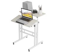 soges Table d'ordinateur à Roulette Support d'ordinateur Portable Table Assis et Debout, Hauteur Réglable de 70 cm à 115 cm Beige