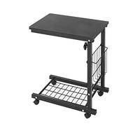 soges Table Roulante de Lit Canapé,Bouts de canapé,Tables d'appoint pour Le Salon,Table de Soins réglable en Hauteur,Table d'ordinateur Portable à roulettes,étagère et escalier,48 * 30 * 56/76CM