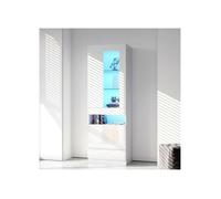 Soges Vitrine avec porte et LED - armoire de rangement - pour salon - bureau ou cuisine - 50x40x180cm - Blanc