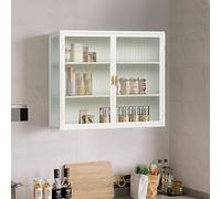 soges Vitrine Murale Armoire Murale de Cuisine avec Portes en Verre, 3 Niveaux de Rangement, pour Cuisine, Salon ou Salle de Bain