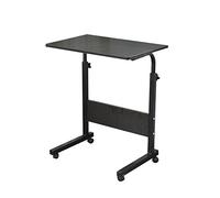 sogesfurniture 80 * 40cm Table Roulant de Lit Canapé pour Ordinateur Portable Hauteur Réglable Table d'appoint Support d'ordinateur Table avec 4 roulettes Verrouillables, Noir 05#1-80BK-BH