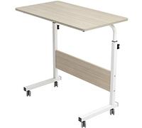 sogesfurniture 80 * 40cm Table Roulant de Lit Canapé pour Ordinateur Portable Hauteur Réglable Table d'appoint Support d'ordinateur Table avec 4 roulettes Verrouillables, Érable Blanc 05#1-80MP-BH